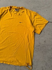 Vintage Y2K Nike Mini Swoosh Embroidered Yellow T-Shirt