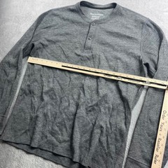 Wool & Prince Mens Merino Wool Blend Long Sleeve Henley Shirt Gray Size L