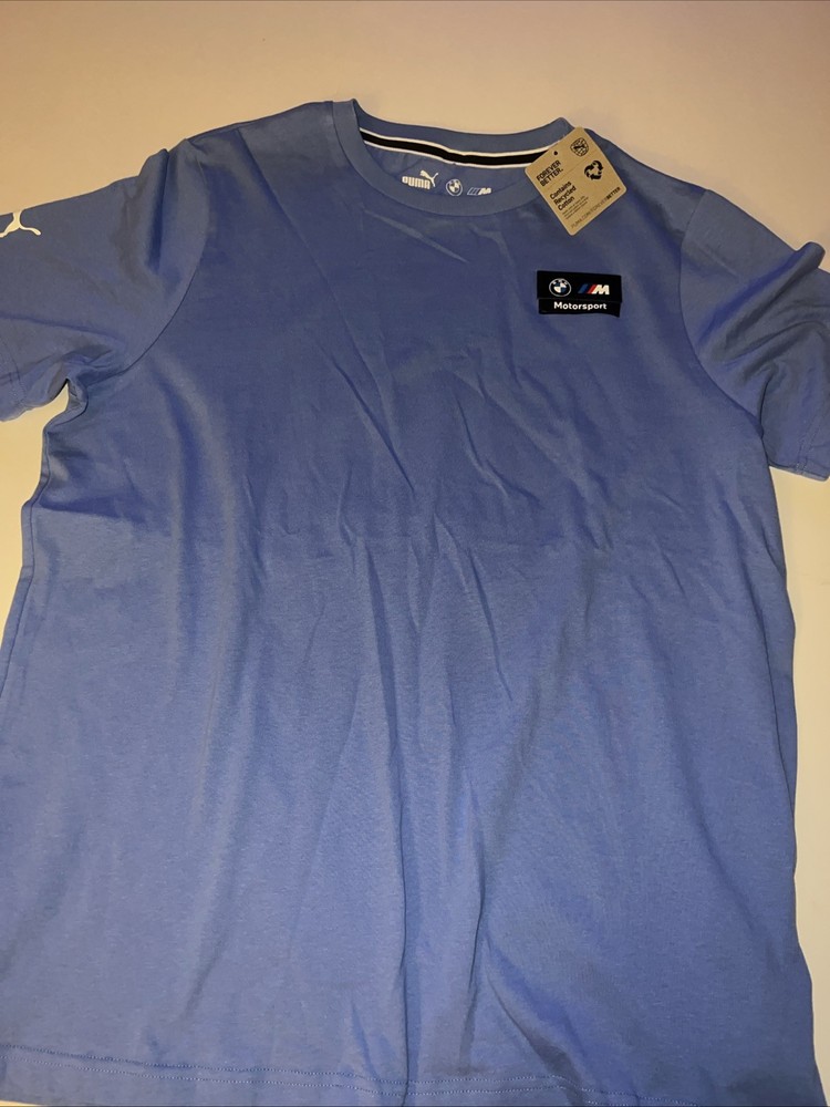 NWT Puma BMW Motorsport MMS Racer Logo Men’s T Shirt Blue Sz L $40