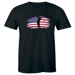 Golfer with American Flag Men’s T-Shirt Outside Indoors Sport Golfing Tee