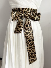 Leopard print dress sash bow sash (Champagne)