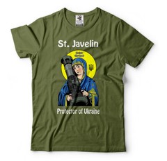 St. Javelin Protector of Ukraine T-shirt Mens Shirt Ukrainian Flag Tee Shirt