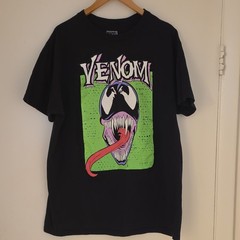 Marvel Venom Graphic Print Tee Black Cotton Knit Regular Fit Crew Neck Men’s L