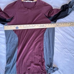 Theory Men’s Long Sleeve Tee Medium Burgundy, Black, and Gray Pima Cotton Comfy