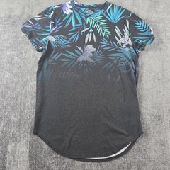Hollister Must Have Collection Curved Hem Tee T-shirt Mens M Black Floral Ombre