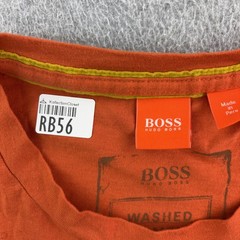 Hugo Boss Shirt Mens Large Orange Short Sleeve Roman Numeral Boss Orange Adult