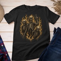 Retro Skeletons On Fire Unisex T-shirt | Gothic Skull Lover Gifts for Men