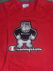 VTG Georgia Bulldogs Men’s Champion Embroidered Cotton T-Shirt Red • XL