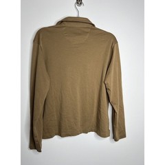 UNTUCKit Shirt Mens Medium Tan Stretch 1/4 Button Casual Top Long Sleeve Collar