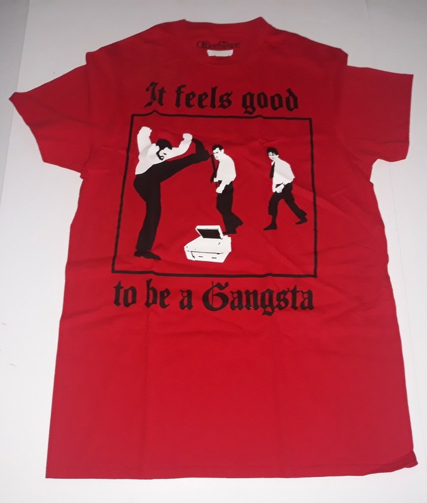 Office Space Men’s Shirt It Feels Good To Be A Gangsta Red LARGE NEW