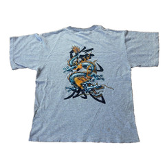 Y2K Rare JNCO Style Double SIded Dragon T-Shirt Size Medium Stained