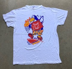 Vtg 80s Beach Club T Shirt Single Stitch Oversized One Size Bird Surfer New XL