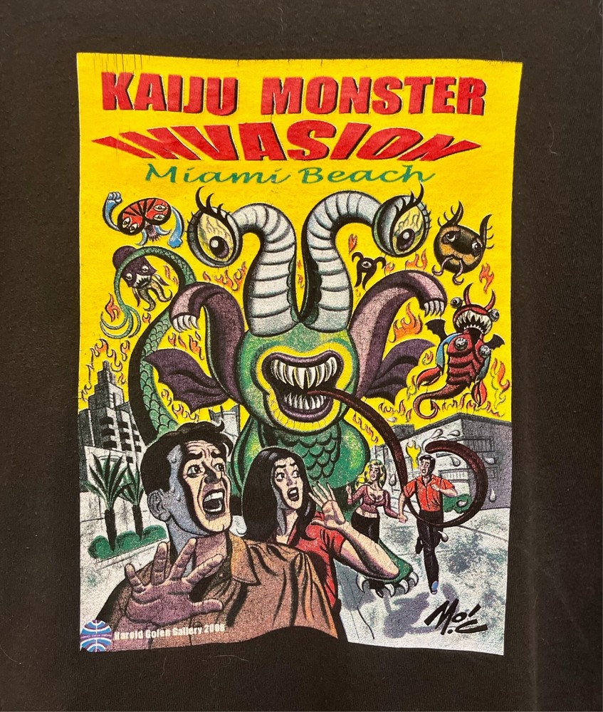 Mitch O’Connell VERY RARE Miami Bch ART DECO KAIJU T shirt ’08 ART BASEL