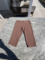 Vintage Casual Brown Cotton Trousers Unisex Ankle Length