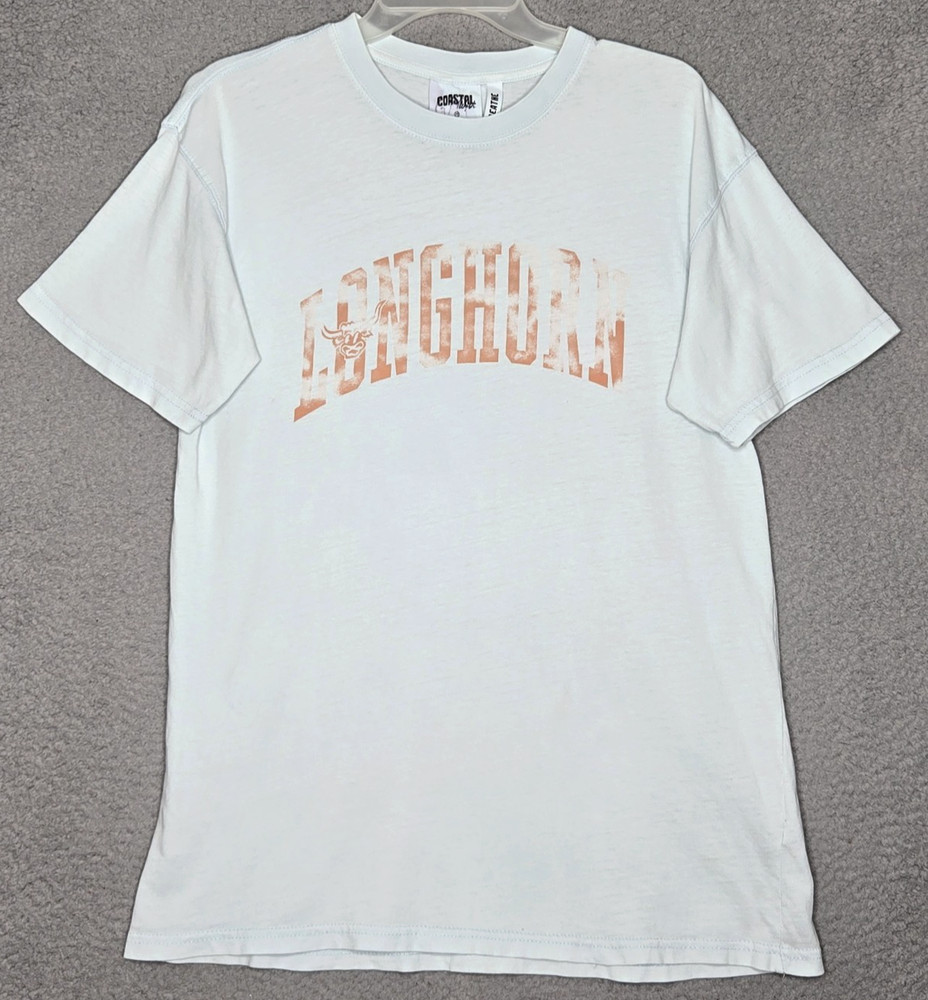 Camp Longhorn Coastal Wash T-Shirt by MV Sport Adult M – Texas Faded Distressed