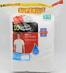🎯Hanes Super Value Pack 10 Tagless T-Shirts White Extra Large XL 46″-48″ Cotton