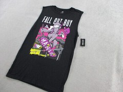 Fall Out Boy Shirt Mens Medium Black Tank Top Mania Skating Llama Muscle Tee NWT