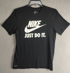 Nike Shirt Adult Medium Black Graphic Swoosh Logo Active Sports Outdoor SS Mens