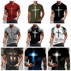 T Shirts Faith Cross Christian Jesus Graphic Fashion Short Sleeve Men Trendy Tee