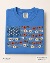 Floral American Flag Comfort Colors Shirt