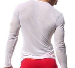 Men’s T-Shirts Long-Sleeve Clubbing Shirt Ultrathin Sheer Mesh Men Underwear