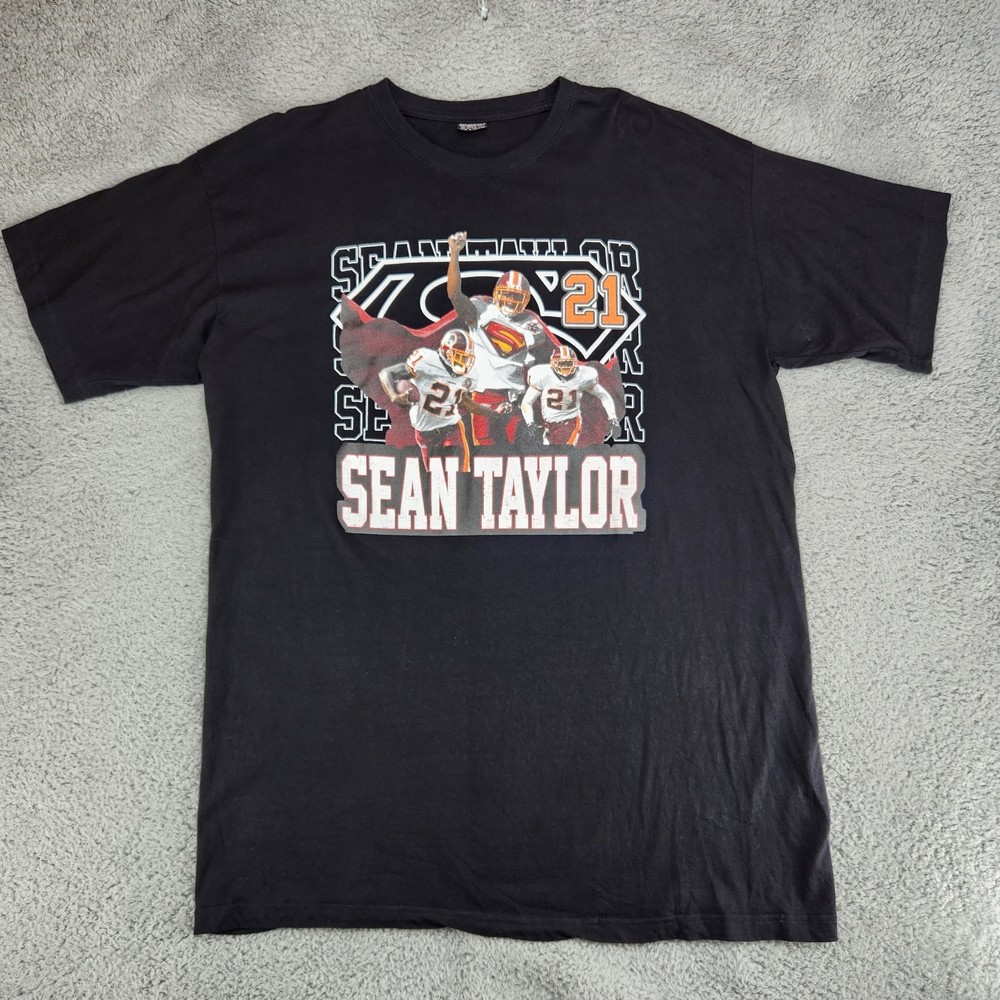 Sean Taylor Washington Redskins Superman Graphic T-Shirt Mens 4XL Black Vtg Y2K
