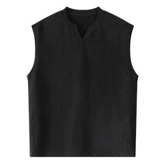 Men Textured V-Neck Sleeveless Tank Top Casual Loose Fit Vest for Summer Spring
