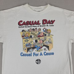 Vintage United Cerebral Palsy Casual Day Shirt Mens XL White St. Louis Cartoon