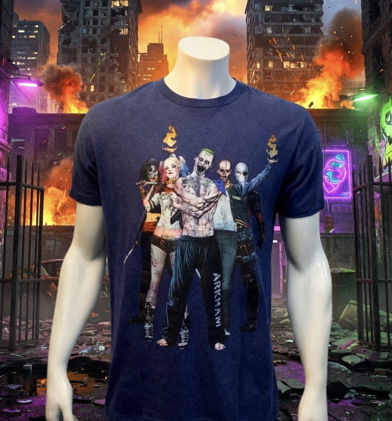 Suicide Squad DC Comic Harley Quinn Blue Graphic T-Shirt Tee Adult Large LG