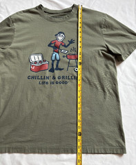 LIFE IS GOOD Men’s T Shirt Chillin’ & Grillin’ Short Sleeve Olive Green Large