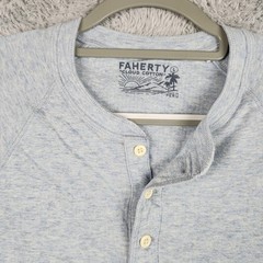 Faherty Shirt Mens Large Gray Cloud Cotton Henley Long Sleeve Soft Pima Modal