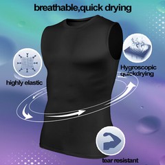 Mens Sports Gym Compression Base Layers Tops Tight Tank T-Shirts Vest Quick dry