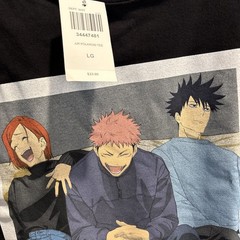 Jujutsu Kaisen Short Sleeve Black Anime polaroid Tee Shirt Size Large NWT