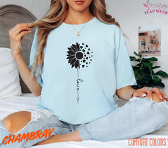 Unisex Sunflower Heart Love T shirt Men T shirt Women valanity day Romantic