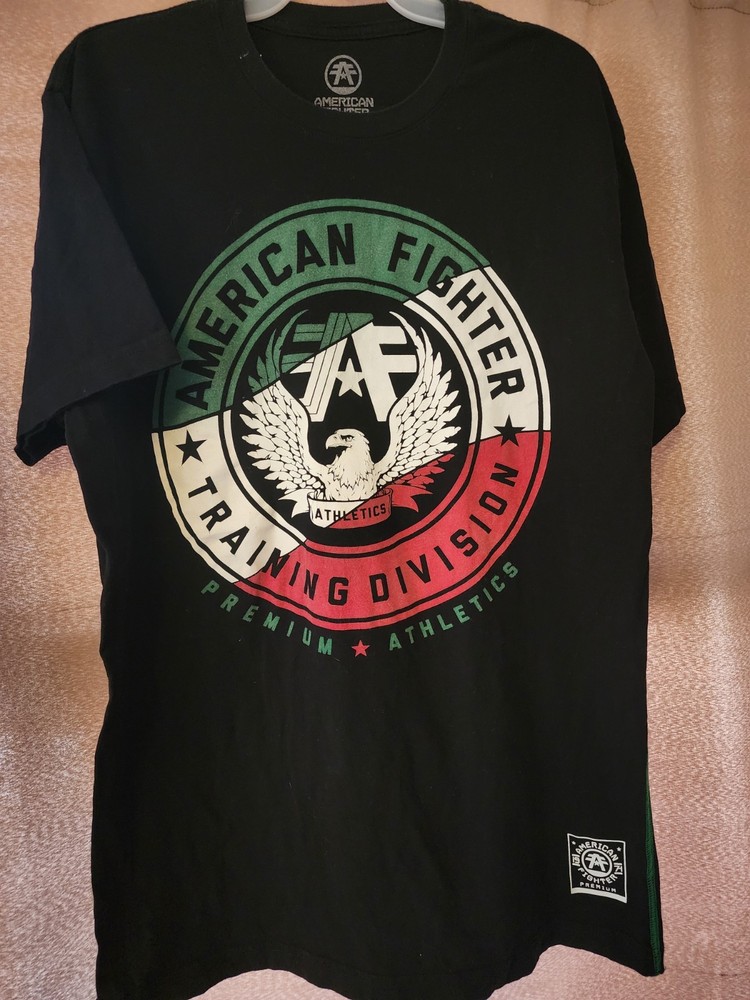 American Fighter Men’s Black Double-Sided Graphic Cotton Knit Crew Neck Tee XL