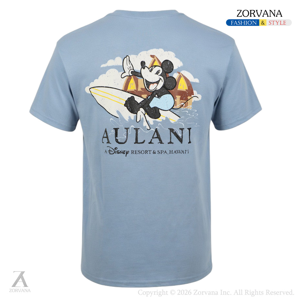 Aulani Disney Resort & Spa Hawaii Mickey Mouse Surfing Blue Shirt | Medium (38)