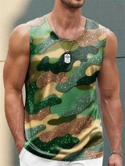 Men 3D Camouflage Tank Top Sleeveless Loose Running Sports Casual T-Shirt