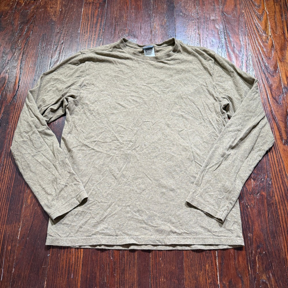 Patagonia Shirt Mens Medium Olive Green Long Sleeve Solid Base Hiking Gorp – EUC