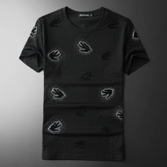New Men Luxury Diamond Hands Rhinestones Fashion Black T-Shirt High Quality