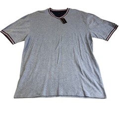 Tommy Hilfiger Shirt Mens 2XL Blue V-Neck Knit Stripe Collar Casual Preppy NWT