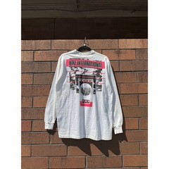 Size L – 90s Nike International Vintage White Pink Swoosh Long Sleeve Tee Shirt