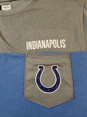 Indianapolis Colts NFL Team Apparel Large T-shirt Blue/Gray Front Pocket NWT
