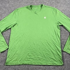 Apple Mens Large Long Sleeve Green Shirt Crew Neck Soft Cotton Lightweight