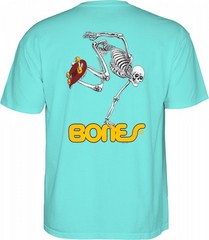 Powell Peralta BONES SKATEBOARDING SKELETON Skateboard T Shirt CELADON