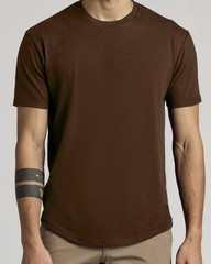 2x True Classic Curved Hem Crew Neck T Shirt Short Sleeve Carbon/Carob Size L