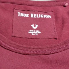 True Religion Shirt Men’s XL Red Metallic Horseshoe Print Short Sleeve Pullover!