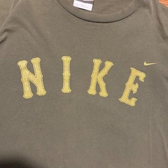 USA Made VTG 90s Olive Green Nike White Tag Spellout Logo Short Sleeve Men’s XL