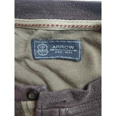 Arrow Mens Long Sleeve Henley Shirt Dark Brown Cotton Blend Size Large