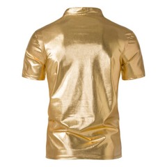 Men’s Glossy Henry Collar Fashion Nightclub T-Shirt