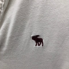 Abercrombie & Fitch Henley Shirt Mens L White Long Sleeve Moose Logo Soft Cotton